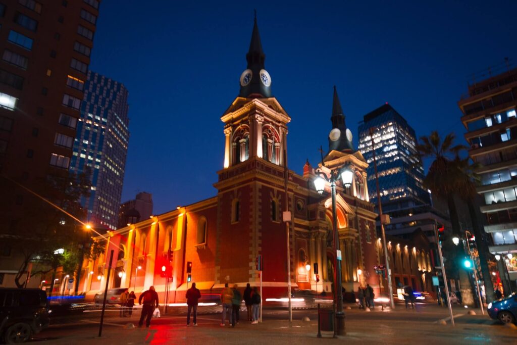 Church at night in Chile