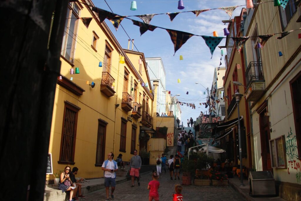 busy street in valparaiso
