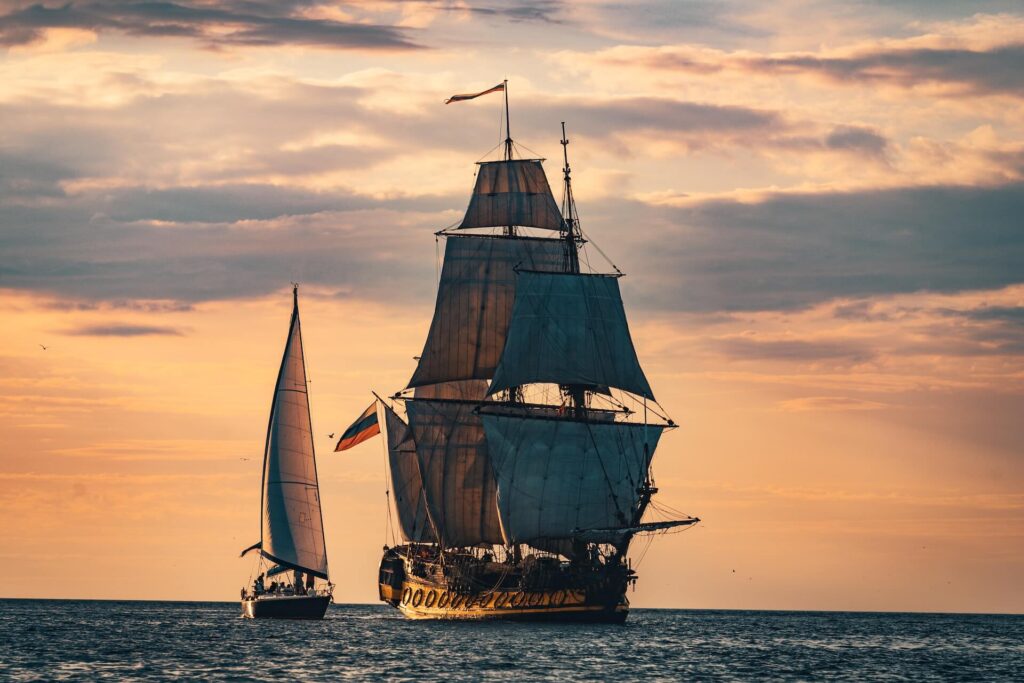 an old sailing ship at sea