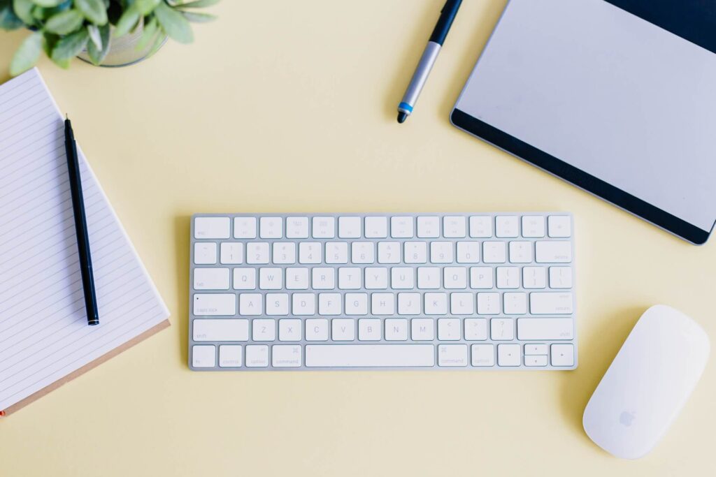 desk flatlay for studying spanish grammar