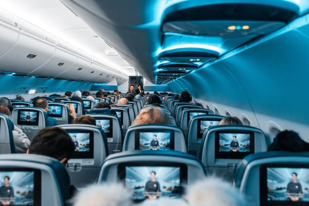 inside of a plane that's about to take off