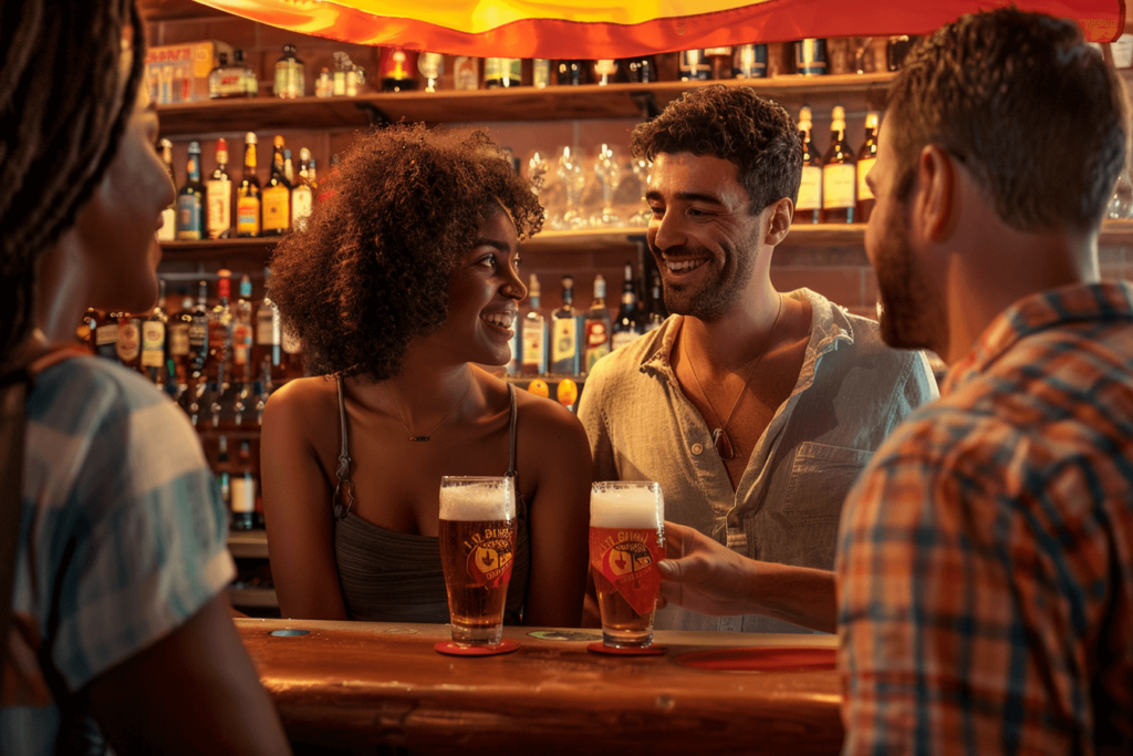 couple ordering drinks in a bar in spain